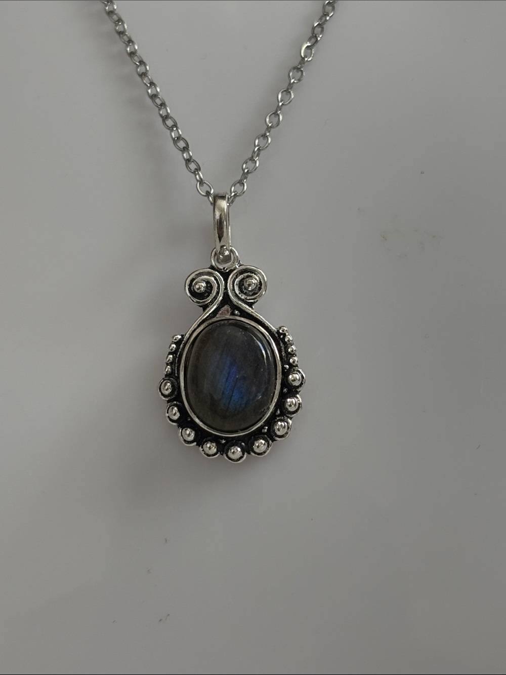 Labradorite Gemstone Ethnic Handmade Pendant Necklace & Earring set - Picture 3 of 10